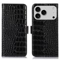 iPhone 17 Pro Skórzane Etui z Portfelem Crocodile z RFID