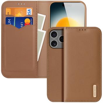 Skórzane Etui z Portfelem Dux Ducis Hivo do iPhone 17 Pro - Brąz