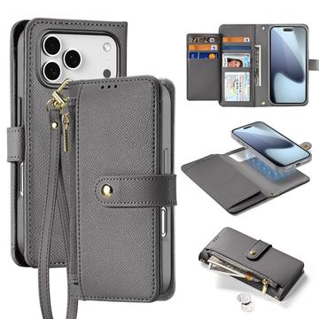 iPhone 17 Pro Dux Ducis Lawa Etui portfelowe skórzane z magnetycznym pokryciem - szary