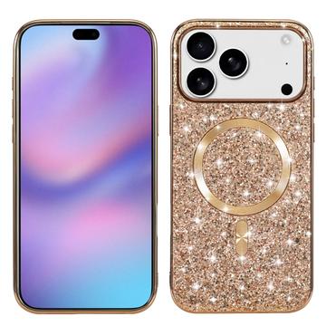 iPhone 17 Pro Etui z galwanizowanego brokatu - kompatybilny z MagSafe - różowe złoto
