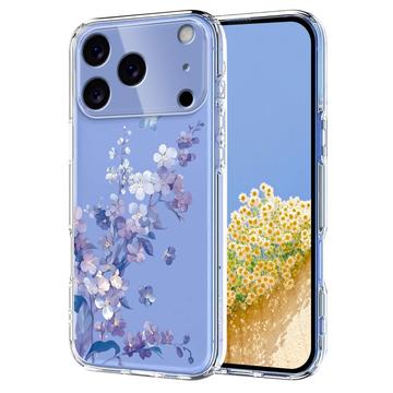 Etui TPU z kwiatowym wzorem na iPhone 17 Pro - fioletowe