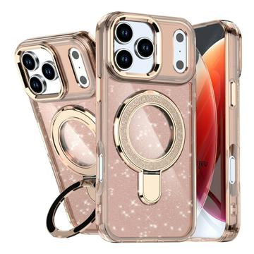 Hybrydowe etui iPhone 17 Pro Glitter z podpórką - kompatybilne z MagSafe - Pustynne złoto