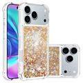 Etui z TPU iPhone 17 Pro Glitter Quicksand - Złote serca