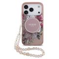 Etui z perłowym paskiem iPhone 17 Pro Guess IML Flowers