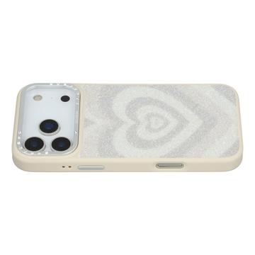 iPhone 17 Pro Jaucase Heart Pattern Magnetic Hybrid Case - biały