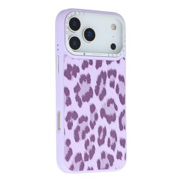 iPhone 17 Pro Jaucase hybrydowe etui magnetyczne z nadrukiem w panterkę - fioletowy