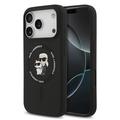 iPhone 17 Pro Karl Lagerfeld Karl and Choupette Etui MagSafe z płynnego silikonu - czarny