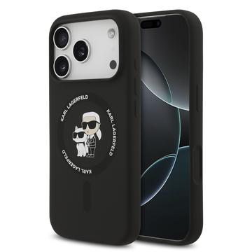 iPhone 17 Pro Karl Lagerfeld Karl and Choupette Etui MagSafe z płynnego silikonu - czarny