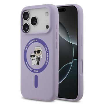 iPhone 17 Pro Karl Lagerfeld Karl and Choupette Etui MagSafe z płynnego silikonu - Fiolet