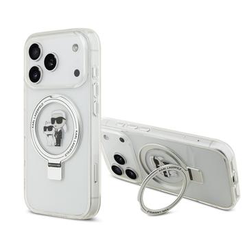 iPhone 17 Pro Karl Lagerfeld Ringstand Karl & Choupette Mag Case - biały