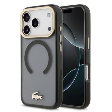 Etui hybrydow iPhone 17 Pro Lacoste Frosted Finish Gold Logo - kompatybilny z MagSafe - czarny