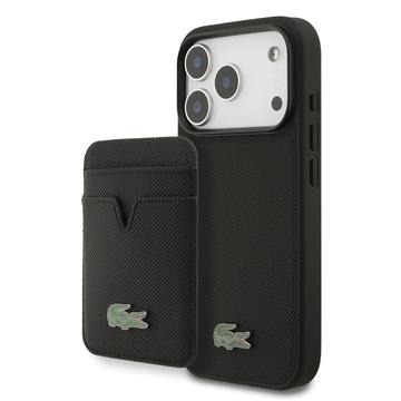 Etui MagSafe i magnetyczny uchwyt na karty iPhone 17 Pro Lacoste Iconic Petit Pique - czarny