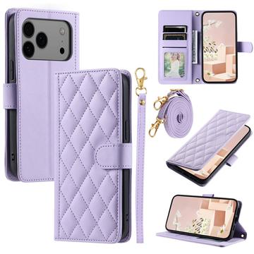 Luksusowe pikowane etui-portfel do iPhone 17 Pro
