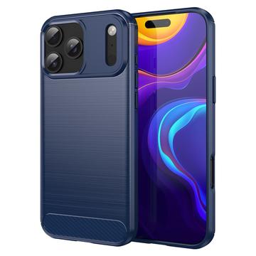 iPhone 17 Pro Max Szczotkowane Etui z TPU - Włókno Węglowe - niebieski