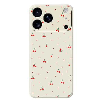 Etui z TPU iPhone 17 Pro Max z wzorem wiśniowym - beżowe