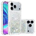 Etui z TPU iPhone 17 Pro Max Glitter Quicksand - Srebrne serca