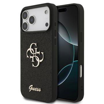 iPhone 17 Pro Max Etui Guess Fixed Glitter 4G Metal Logo - Czerń