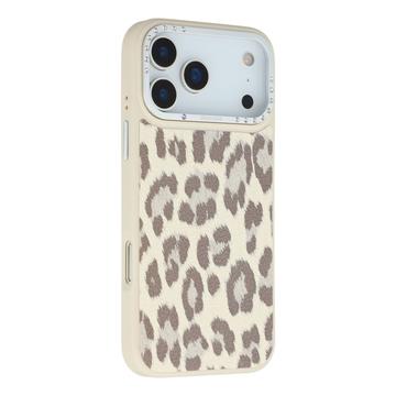 iPhone 17 Pro Max Jaucase hybrydowe etui magnetyczne z nadrukiem w panterkę - biały