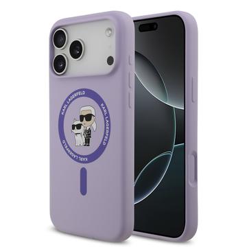 iPhone 17 Pro Max Karl Lagerfeld Karl and Choupette Etui MagSafe z płynnego silikonu - Fiolet