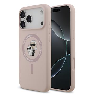 iPhone 17 Pro Max Karl Lagerfeld Karl and Choupette Etui MagSafe z płynnego silikonu - Róż