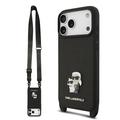 iPhone 17 Pro Max Etui Karl Lagerfeld Saffiano Crossbody Metal Karl & Choupette - Czerń