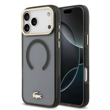 Etui hybrydow iPhone 17 Pro Max Lacoste Frosted Finish Gold Logo - kompatybilny z MagSafe - czarny