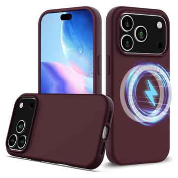 iPhone 17 Pro Max Etui z Płynnego Silikonu - kompatybilne z MagSafe - Czerwone Wino