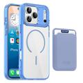 Etui MagSafe iPhone 17 Pro Max z uchwytem na kartę - niebieskie / przezroczyste