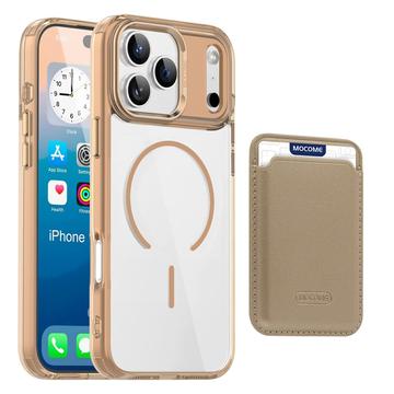 Etui MagSafe iPhone 17 Pro Max z uchwytem na kartę - pustynne złoto / przezroczyste