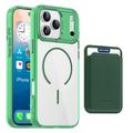Etui MagSafe iPhone 17 Pro Max z uchwytem na kartę - zielone / przezroczyste