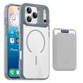 Etui MagSafe iPhone 17 Pro Max z uchwytem na kartę - szare / przezroczyste