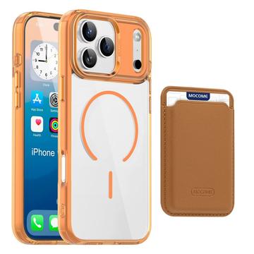 Etui MagSafe iPhone 17 Pro Max z uchwytem na kartę - pomarańczowe / przezroczyste