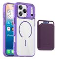 Etui MagSafe iPhone 17 Pro Max z uchwytem na kartę - fioletowe / przezroczyste