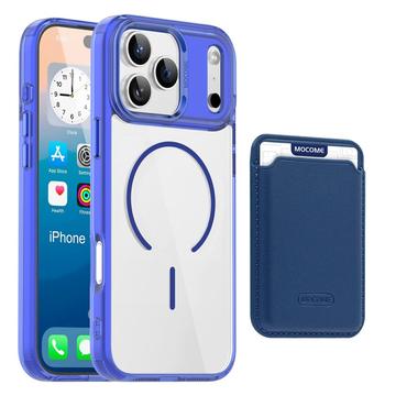 Etui MagSafe iPhone 17 Pro Max z uchwytem na kartę - szafirowe / przezroczyste