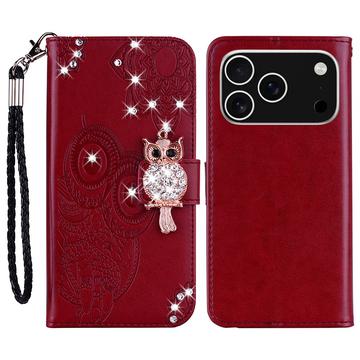 iPhone 17 Pro Max Etui portfelowe z kryształkami górskimi Sowa