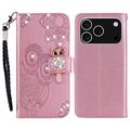 iPhone 17 Pro Max Etui portfelowe z kryształkami górskimi Sowa