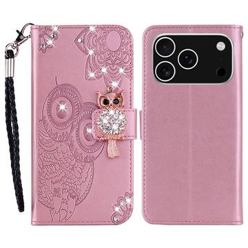 iPhone 17 Pro Max Etui portfelowe z kryształkami górskimi Sowa