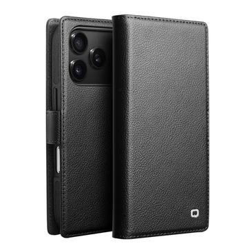 Skórzane etui z odpinanym portfelem 2 w 1 na iPhone 17 Pro Max Qialino - kompatybilne z MagSafe - czarne