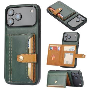 iPhone 17 Pro Max Retro Style Etui z Portfel - Zieleń