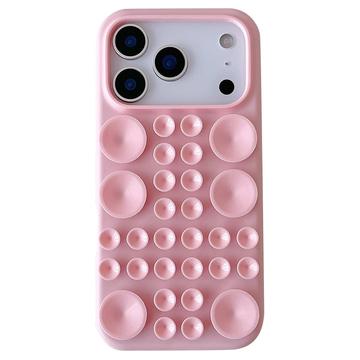 Silikonowe etui iPhone 17 Pro Max z przyssawką - różowe