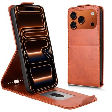 iPhone 17 Pro Max Etui z klapką pionową i podstawką - brązowy