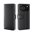 iPhone 17 Pro Max Skórzane Etui-portfel z Podpórką - Czarne