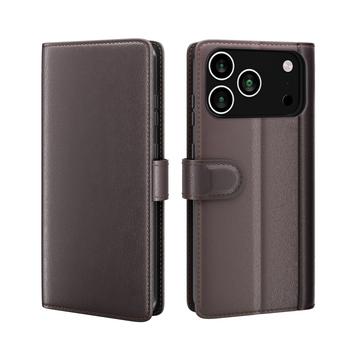 Skórzane Etui-portfel z Podpórką do iPhone 17 Pro Max - Brąz