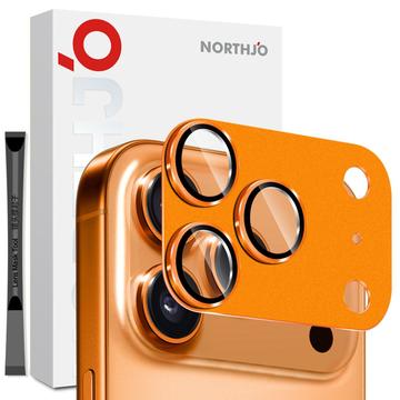 iPhone 17 Pro Northjo Pełna ochrona, matowy metal i szkło hartowane, osłona obiektywu aparatu - pomarańczowy