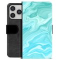 Etui Portfel Premium - iPhone 17 Pro - Błękitny Marmur