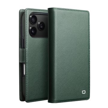 Skórzane etui z odpinanym portfelem 2 w 1 na iPhone 17 Pro Qialino - kompatybilne z MagSafe - zielone