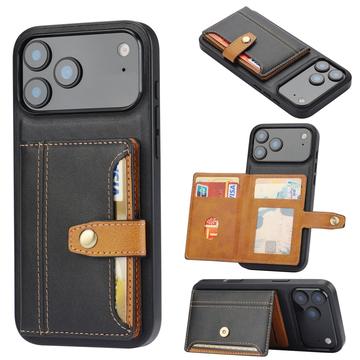 iPhone 17 Pro Retro Style Etui z Portfel - Czarne