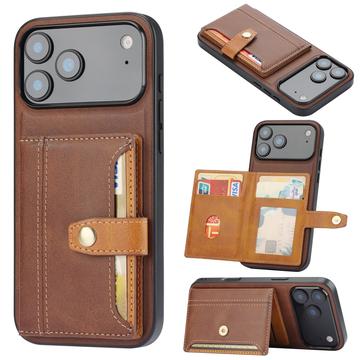 iPhone 17 Pro Retro Style Etui z Portfel - Brąz