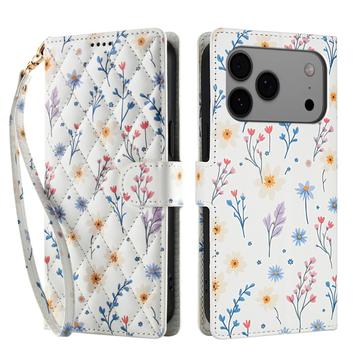 iPhone 17 Pro Etui na portfel z rombowym wzorem kwiatowym