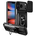 iPhone 17 Pro Hybrydowe Etui z Pierścieniem Obrotowym z Osłoną Aparatu - Czerń